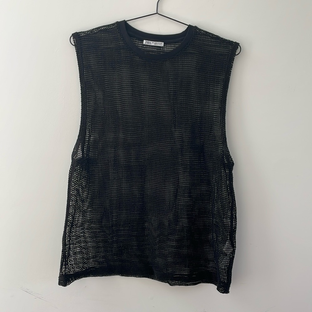 Zara Mesh Muscle Tee Black